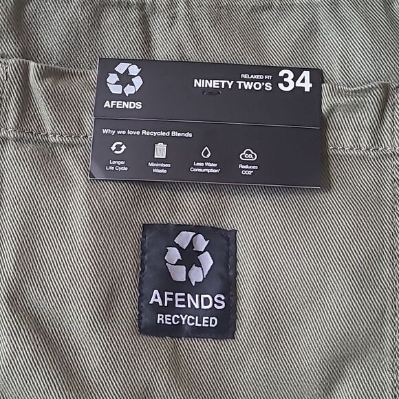 AFENDS NINETY TWOS RECYCLED TWILL RELAXED PANTS CYPRESS 34 NWT IN PKG - Picture 7 of 8